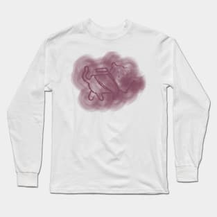 chat avec sac à doc en nuage violet Long Sleeve T-Shirt